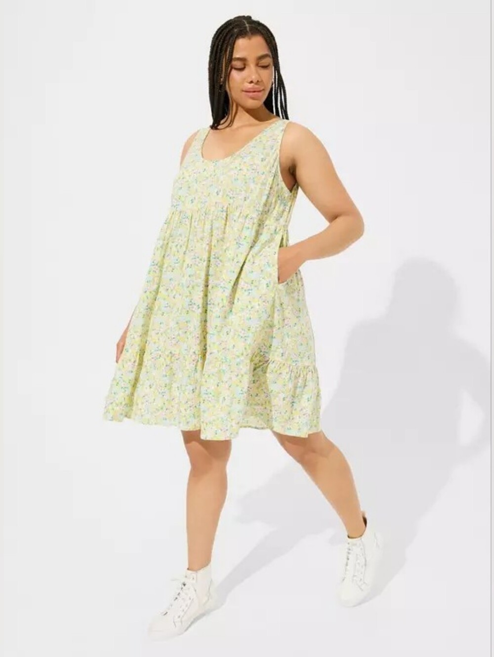 Torrid Pastel Floral Mini Challis Tiered Tank Dress Plus Size 3 3x